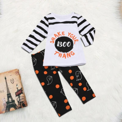 

Halloween 2PCS Kids Baby Girls Outfit Long Sleeve T-shirt TopsPants Clothes Set