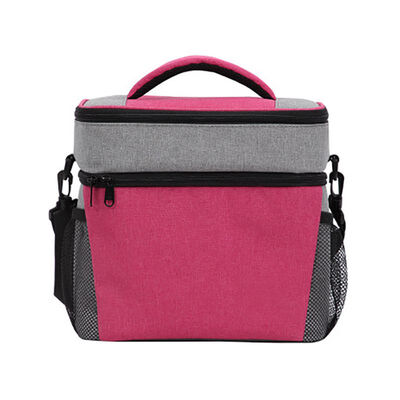 

Lunch Bag Outdoor Double Layer Waterproof Aluminum Foil Cooler Zipper Picnic Box Container Handbags With Shoulder Strap
