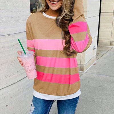 

Starmoon Womens Casual Stripe Tops Shirt Long Sleeve O Neck Loose T-shirt Blouse Tee Top