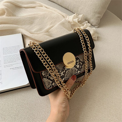 

Tailored Women Snake Grain Fashion Leather Small Square Bag Shoulder Bag
