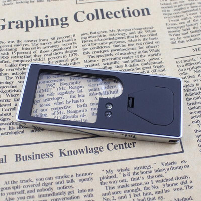 

Multifunctional 3X10X Magnifier of Cellphone Card Design with 4 LED Lights 1 UV Money Detecting Light Mini Pen Magnifying Tool