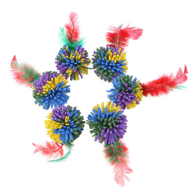 

6pcslot Pet Soft EVA Colorful Flower Balls Feather Cat Chew ToysRandom