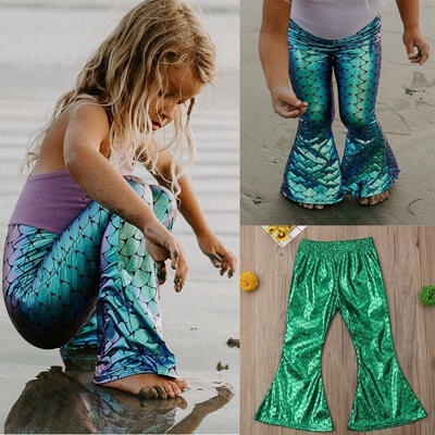 

Kids Baby Girls Skinning Mermaid Leggings Wide Leg Pants Trousers Bottoms