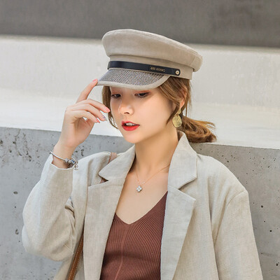 

Korean version of Autumn&Winter new female Beret retro duck tongue flat top naval hat tide net red octagonal hat
