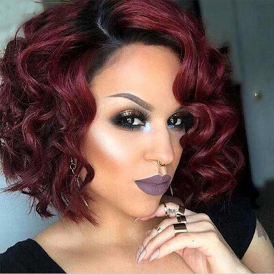 

〖Follure〗Fashion Rose Net Black Women Short Curly Synthetic Red Wavy Sexy Full Wigs