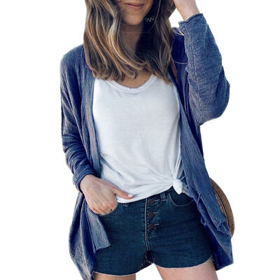 

Solid color loose pocket cardigan sweater coat female knit cardigan sweater coat shawl knit jacket