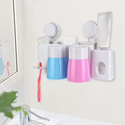 

Greensen No Drilling Toothpaste Toothbrush Rinsing Cup Organizer Toothpaste Dispenser