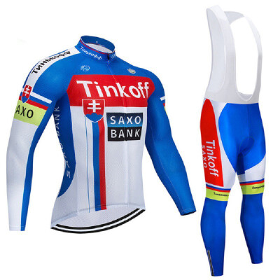 

Cycling jersey 2018 pro team Tinkoff winter thermal fleece bicycle clothing set ropa ciclismo invierno bike jersey bib pants kit