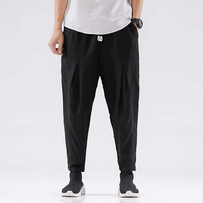 

Gobestart Mens Fashion New Style Leisure Pure Color Nine-Minute Trousers Large Size Pant