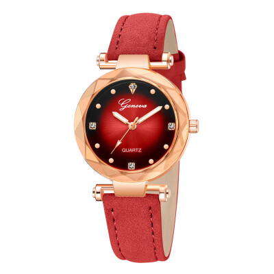 

RM New Fashion Geneva Women Leather Band Stainless Steel Quartz Analog Wrist Watch