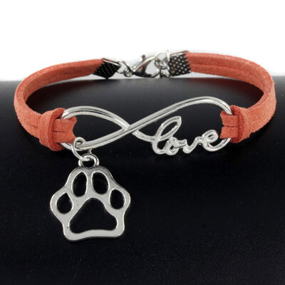 

New Fashion Charm Women Men Jewelry Pet Dog Lover Cat Animal Bear Paw Bracelet Infinity Love DIY Handmade Bracelet Gifts