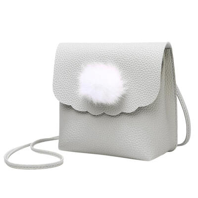 

Mini Shoulder Phone Purse Women PU Leather Hair Ball Flap Messenger Bags