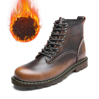 

British leather Chelsea boots mens boots high to help turn fur shoes boots Martin boots tide shoes