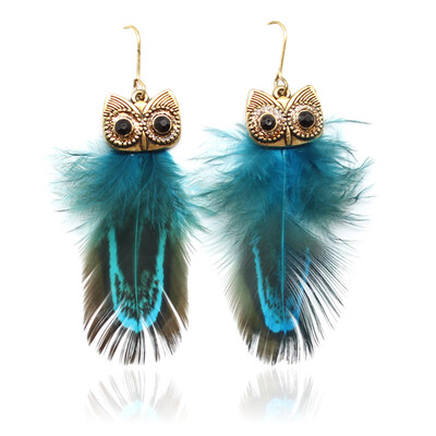 

Brown Owl Feather Earrings Bohemian Animal Ornaments Pendants Ear Jewelry Gifts Women
