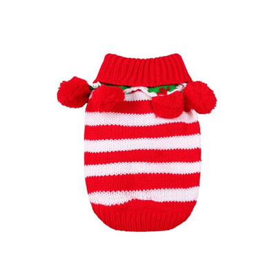 

Autumn Winter Christmas Striped Warm Dog Pets Clothes Coat Cartoon jacket -L