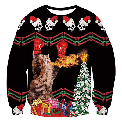 

Gobestart Women Funny Christmas Pullover Sweatshirts 3D Printed Long Sleeve Shirts