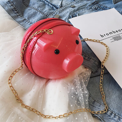 

Qiao Bani 2019 new Korean chic fashion funny pig head chain geometry bag shoulder diagonal trend handbags