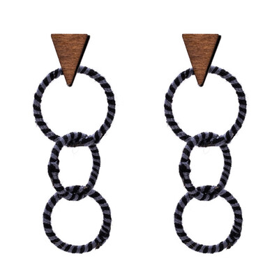 

New Bohemian Donut Dangle Long Earrings For Women Triangle Wood Statement Earrings 2019 Fashion Jewelry