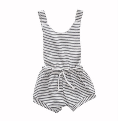 

Infant Baby Sleeveless Rompers Kids Girls Striped Print Jumpsuit Backless Overalls Newborn Clothes