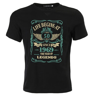 

Summer Life Begins At 50 60 Mens T-Shirt BORN In 1969 Year of Legends 50th Birthday Gift hip hop Tee shirt -2XL