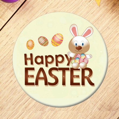 

2Pcs\Set Happy Easter Religion Christianity Festival Tinplate Badge Colored Egg Bunny Round Pin Badge