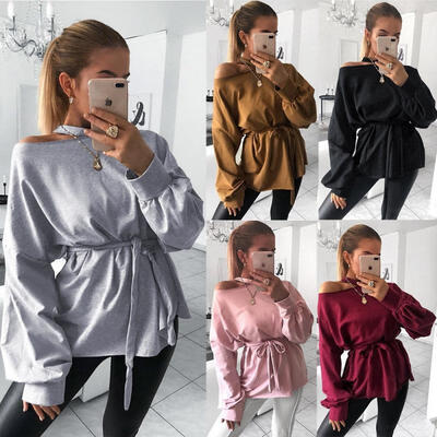 

Women Long Sleeve Casual Loose Knit Blouse T-Shirt Lady Top Tee Shirt Plus Size