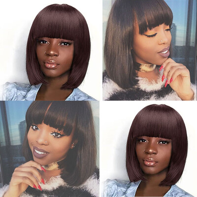 

Gobestart Short Bob Hair Wigs 30cm Straight with Flat Bangs Synthetic Colorful Party Wig