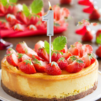 

Toponeto Silver Number 1 Birthday Numeral Candles Number Cake Decor for AdultsKids Party
