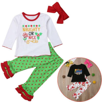

Toddler Kids Baby Girls Christmas HeadbandTopsPants Leggings Outfit Set