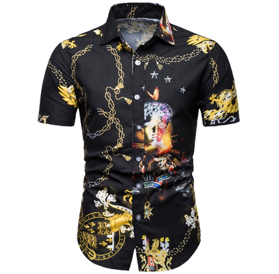 

Mens Summer Casual Floral Plaid Short Sleeve Lapel Shirts T-Shirt Tops blouse