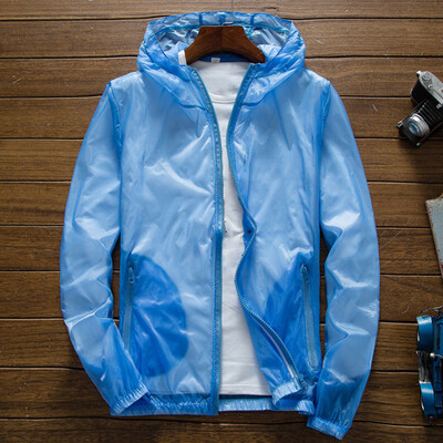 

Unisex Men Women Transparent Hooded Zipper Outdoor Riding Waterproof Coat Jacket