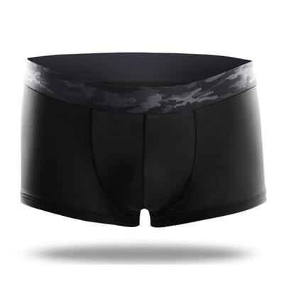 

Mens Ultrathin Breathable Shorts Ice Silk Seamless Boxers Underwear With Camouflage Belt