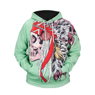 

Fashion Custom 3D Digital Printing Nation Style Hooded Sweater Hip Hop Skulls Spring Autumn Men Hoodies