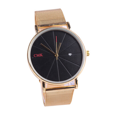 

Fashion scale calendar alloy mesh belt watch simple couple watch