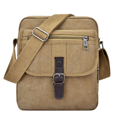 

Tailored Men Fashion Pocket Canvas Solid Unisex Shoulder Tote Handbag Casual Bag