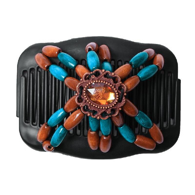 

Retro Wooden Beads Magic Hair Comb Double Row Hairpin Insert Women Hairstyle Clip