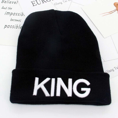 

Men Women Hip Hop Warm Winter Beanie Knit Caps King Queen Cap Couple Hat Unisex