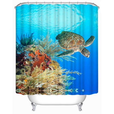 

Greensen 180180cm Polyester Fiber Sea World Pattern Waterproof Bathroom Shower Curtain with Hook