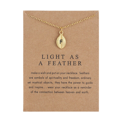 

New Arrived Leaves Light As A Feather Personality 26 English Letters Alphabet Necklace Alloy Pendant