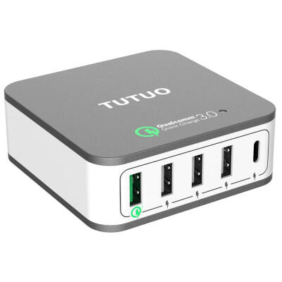 

TUTUO 5-Port USB Wall Charger with QC-020PT QC 30 USB C for iPhone Android Smartphone