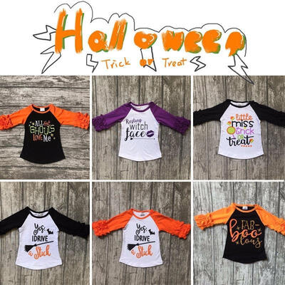 

Sweet Halloween Toddler Kids Baby Girls Ruffle Cotton Party Long Sleeve Tops T-shirt Clothes 1-2Y