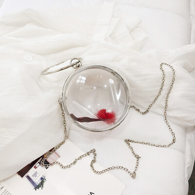 

New Fashion Ball Shaped Transparent Party Bag Women Evening Bag Party Wedding Clutch Purses Chain Shoulder Bag