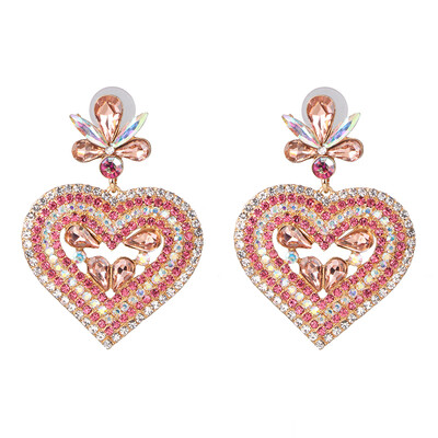 

JURAN Vintage Boho Statement Crystal Heart Drop Earrings Ethnic Antique Heart-shaped Jewelry Birdal Wedding Party Accessories