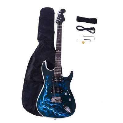 

Ktaxon Electric Guitar with Power CordStrapBagPlectrums Black & White
