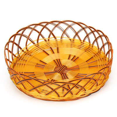 

Simulation Rattan Woven Basket Round Fruit Hollow Storage Box Snack Holder