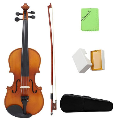 

Full Size 44 Natural Acoustic Solid Wood Spruce Flame Maple Veneer Violin Fiddle for Beginner Student Performer with Case Rosin W