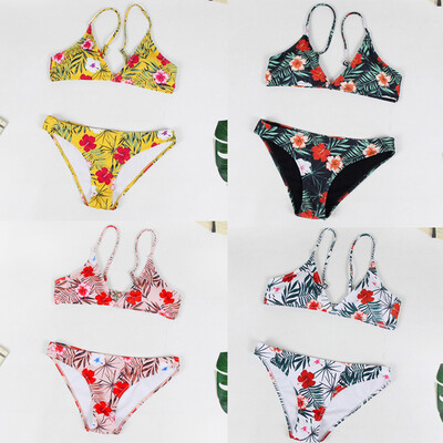 

Saidsome Women Print Tube up Two Pieces Bikini Push-Up Swimsuit Swimwear Beachwear