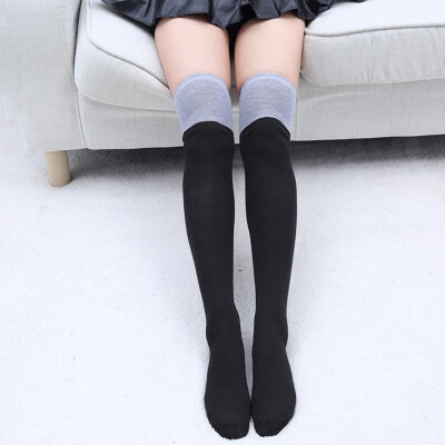 

Women Over Knee Long Socks Thigh High Stockings Solid Splicing Knitting Sports Soccer Leggings