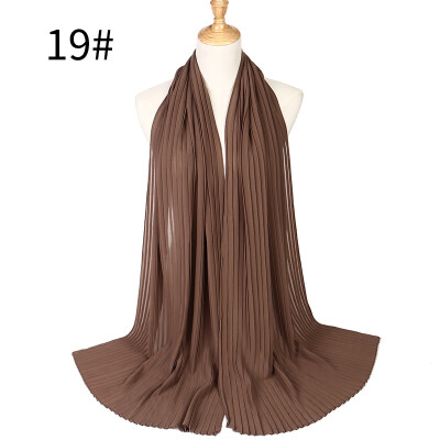 

Pearl Chiffon Pleated Muslim Womens Headscarf Wholesale 2018 Huis Costumes Wrinkled Hot Headscarf MSL022