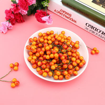 

Greensen 100pcs Artificial Berry Flower Mini Frosted Fruit Holly Berries Home Wedding Decor Yellow